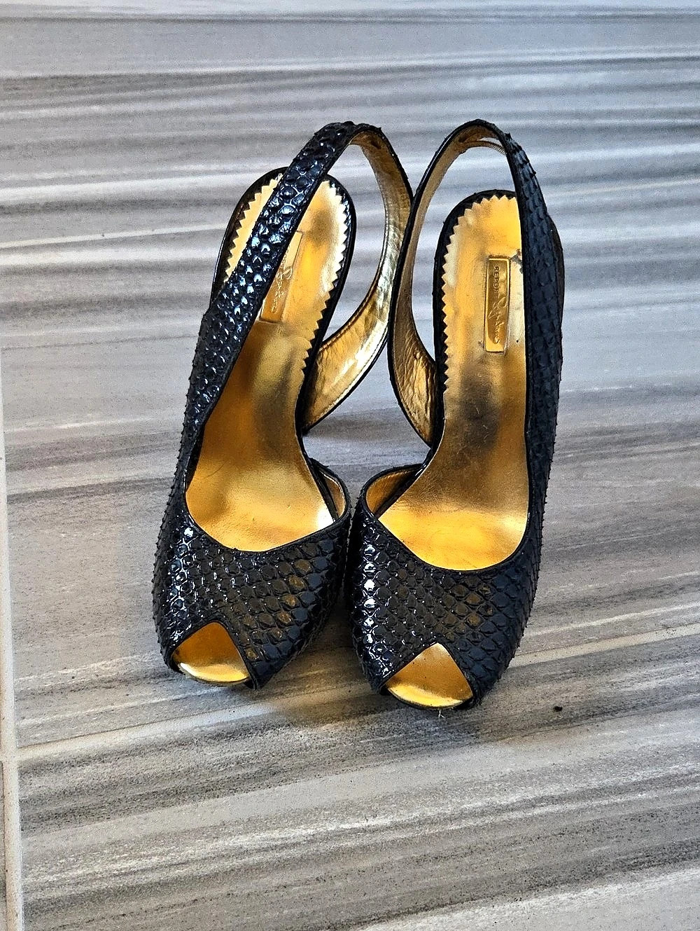 Report Signature Gala Black Peep-Toe Platform Heels
